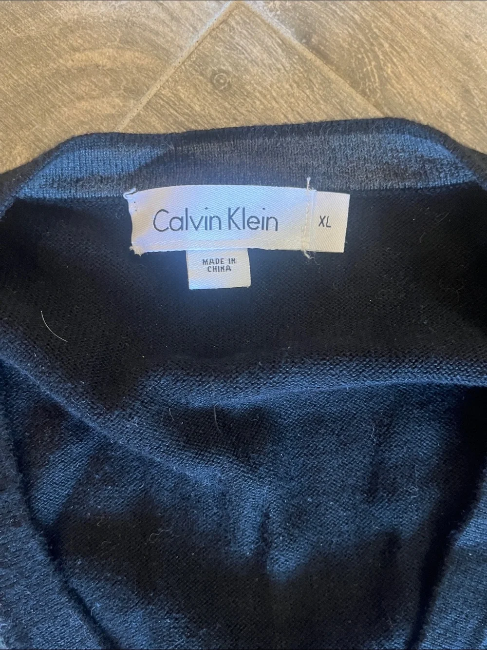 Calvin Klein Black V-Neck Argyle Pattern Sweater
